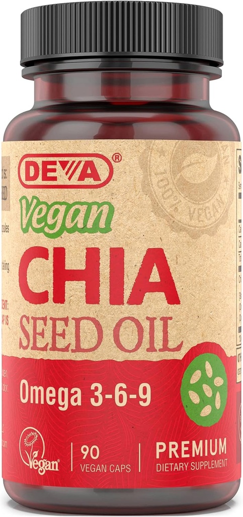 DEVA Vegan Vitamins Chia Seed Oil, Packed with Omega 3, 6, 9 & Other Essential Fatty Acids, Cold-Pressed & Unrefined, 90 Capsules 2