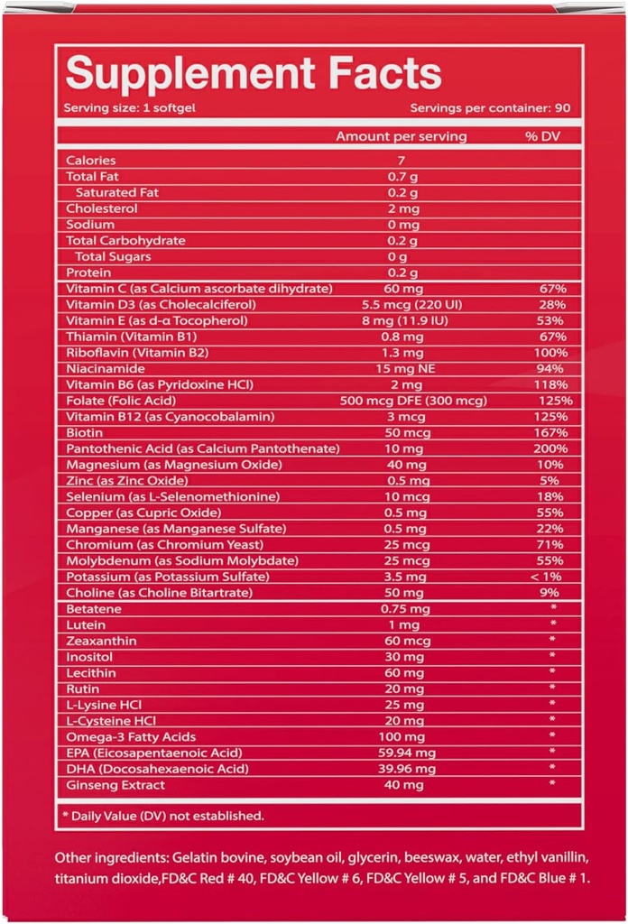 Vivioptal Active, 90 Softgels, Ginseng & Omega 3, Multivitamin & Multimineral, Gluten Free, German Formula 4