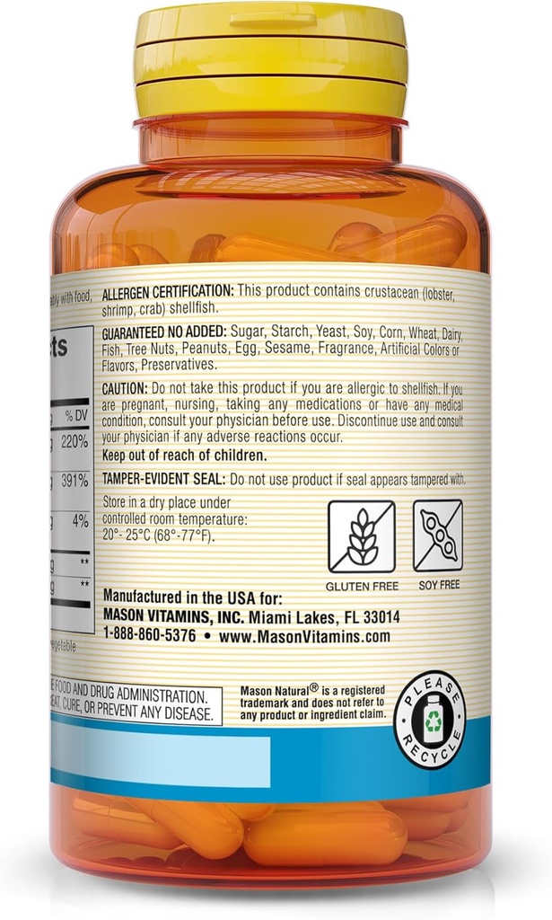 Mason Natural Glucosamine Chondroitin 1500/1200 3 Per Day with Vitamin C, Supports Joint Health, Improved Flexibility and Mobility, 180 Capsules 4