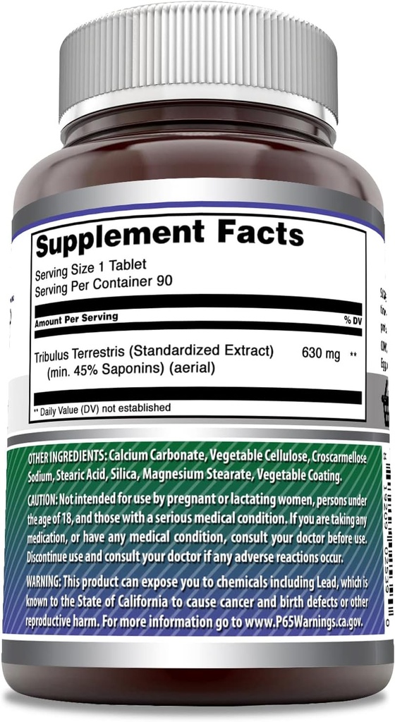 Amazing Formulas Tribulus Extract 1000 Mg Supplement | Tablets | Non-GMO | Gluten-Free | Made in USA (1 Pack | 90 Count) 3