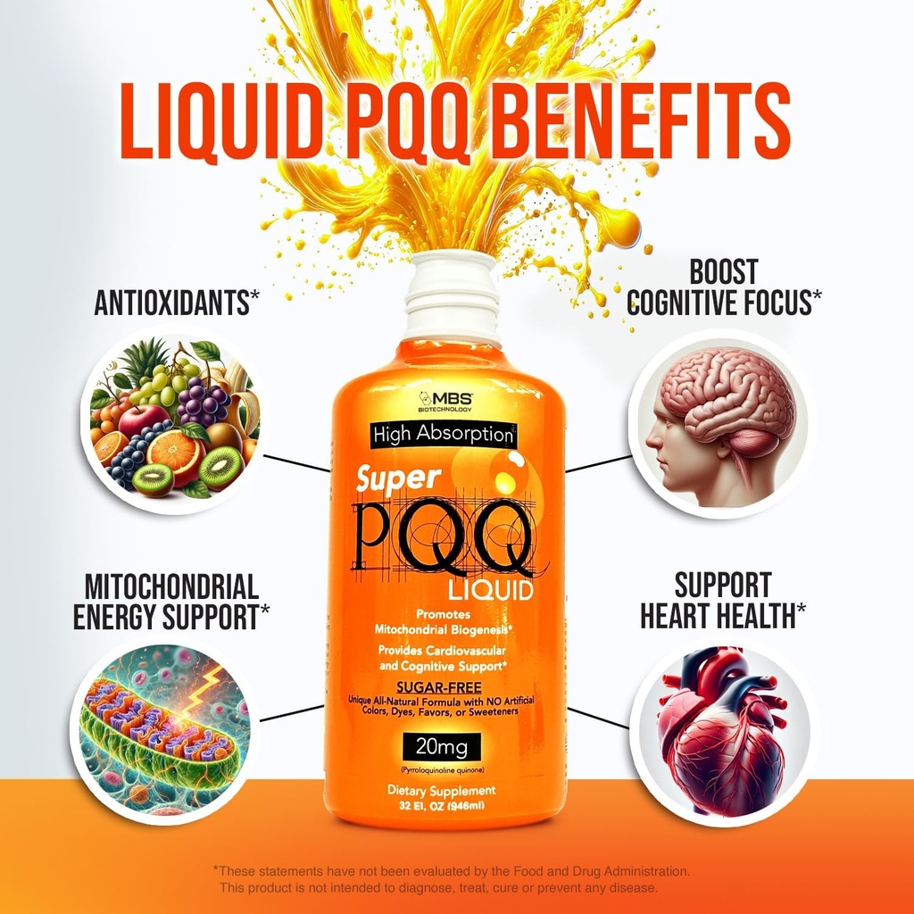 Mitogenesis - Super PQQ Liquid - Highly Absorbable Pyrroloquinoline Quinone 20 Milligram, Best Liquid PQQ for Mitochondrial Biogenesis, Supports Heart Health, Cognitive Function and Mental Focus 5