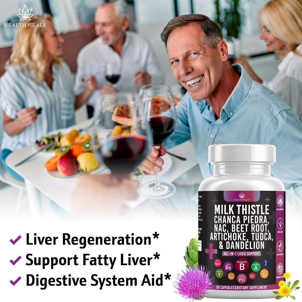 Milk Thistle NAC Chanca Piedra Beet Root Artichoke Dandelion Root - Liver Supplement Plus Astragalus TUDCA Choline & Ginger- 120 Count 6