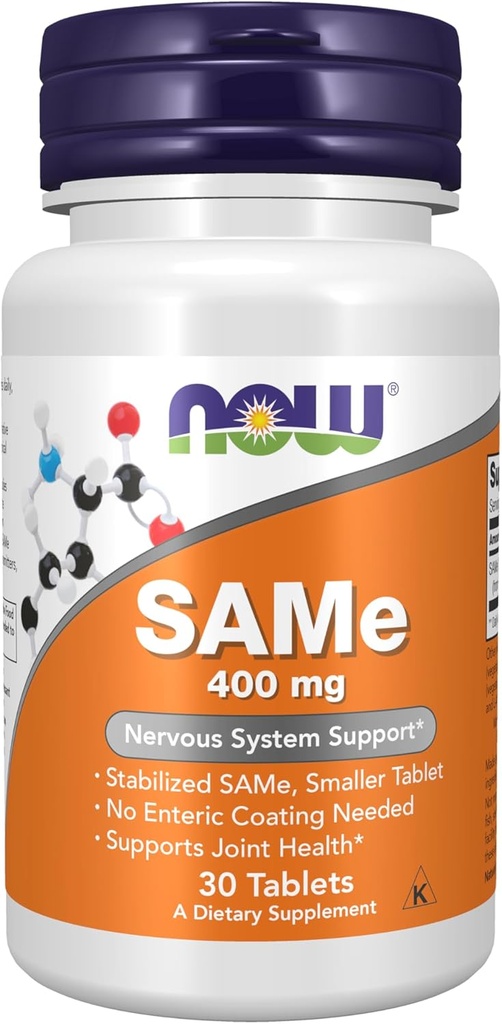 NOW Foods Supplements, SAMe (S-Adenosyl-L-Methionine) 400 mg, Nervous System Support*, 30 Tablets 2