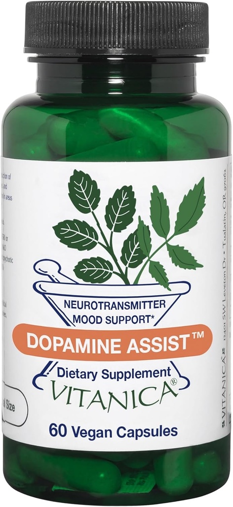 Vitanica Dopamine Assist, Dr Formulated Dopamine Supplement, L-Tyrosine, Mucuna Pruriens Neurotransmitter Mood Support, Vitamin B6, Folate, Green Tea Extract Quercetin Vegan, 60 Capsules 2