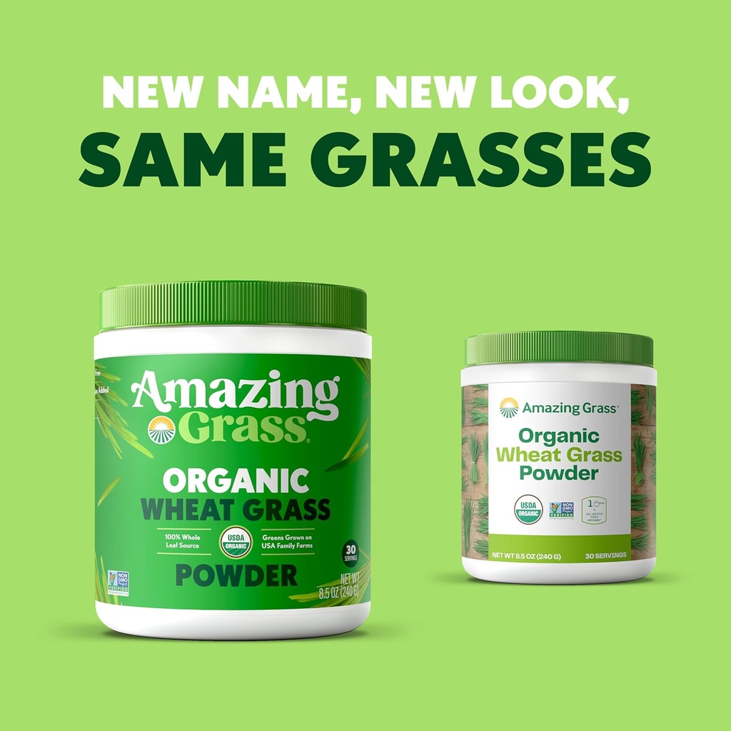 Amazing Grass Wheat Grass Powder: 100% Whole-Leaf Wheat Grass Powder for Energy, Detox & Immunity Support, Chlorophyll Providing Greens, 30 Servings 4