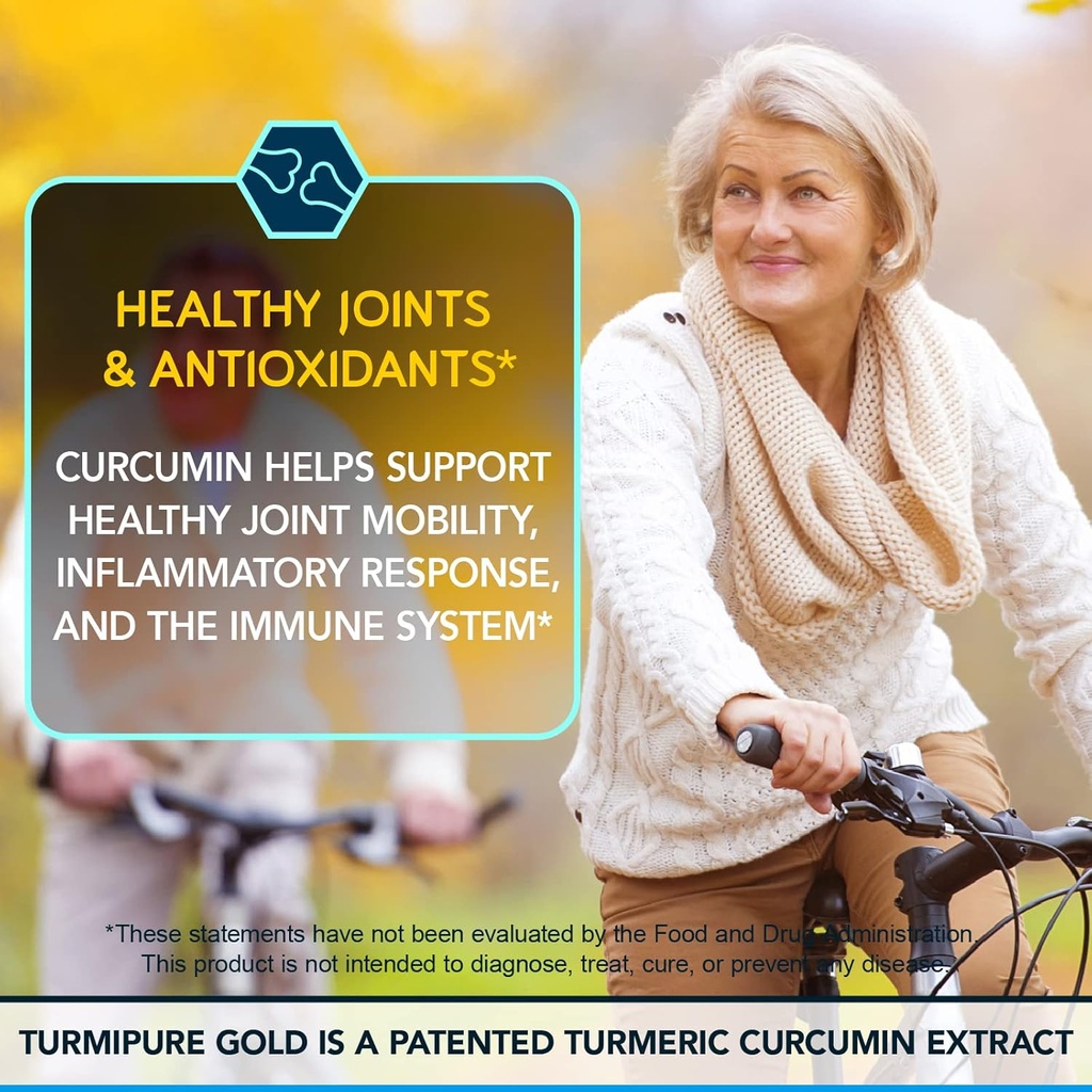 BioEmblem Turmeric Curcumin with Clinically Studied TurmiPure - 1 Small Cap Daily, 24x More Absorption Than Others - Non-GMO - Joint Support, Healthy Inflammation Turmeric Supplements, 60 Serving 5