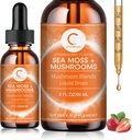 Sea Moss & Mushrooms Liquid Drops, Lions Mane Supplement with Irish Sea Moss & Cordyceps etc, Support for Memory, Focus & Clarify, Immune and Digestive Health, Non-GMO, Strawberry Flavor, 2 FL OZ 2
