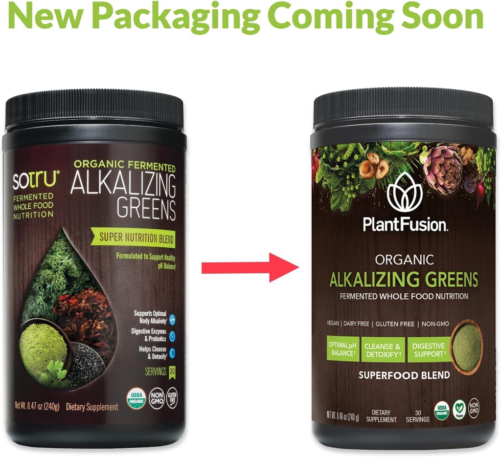 PlantFusion Alkalizing Super Greens Powder - Fermented Greens Superfood Powder Blend with Digestive Enzymes Probiotics & Prebiotic Fiber - Organic, Non-GMO, Vegan, Gluten-Free - 8.46 oz 30 Servings 3