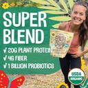 EarthChimp Organic Vegan Protein Powder - with Probiotics - Non GMO, Dairy Free, Non Whey, Plant Based Protein Powder for Women and Men, Gluten Free - 26 Servings 32 Oz (Plain & Unsweetened) 5