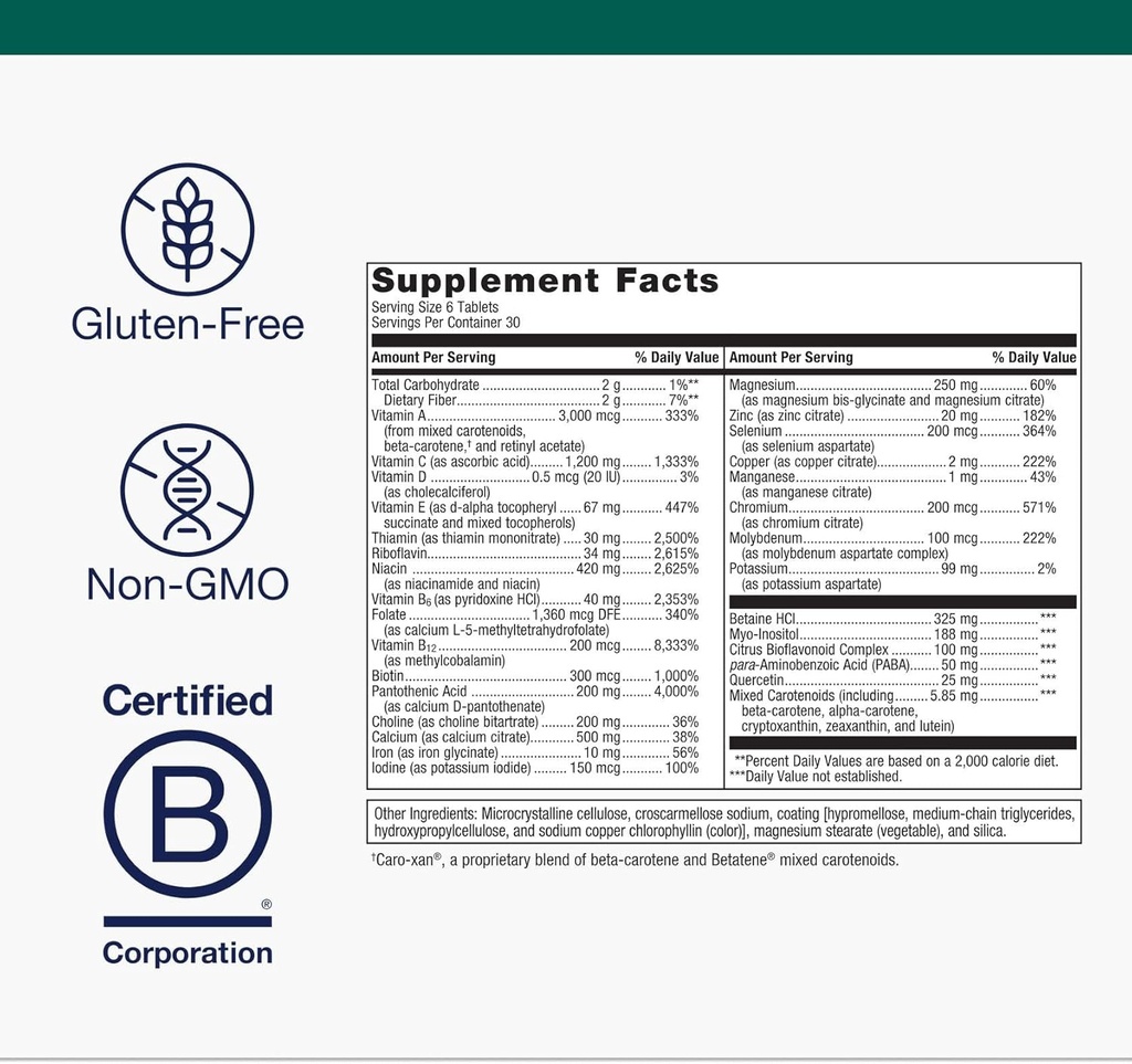 Metagenics Multigenics Multivitamin with Iron - Fast-Release Multivitamin & Multimineral Tablet - for Bone Health, Homocysteine Metabolism & Antioxidant Support* - Non-GMO & Gluten Free - 180 Tablets 5