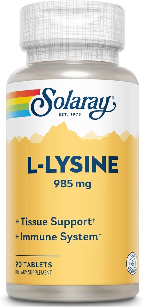 Solaray L-Lysine - 90 Tablets - Tissue & Immune System Support - Vegan, Non-GMO - 30 Servings 2