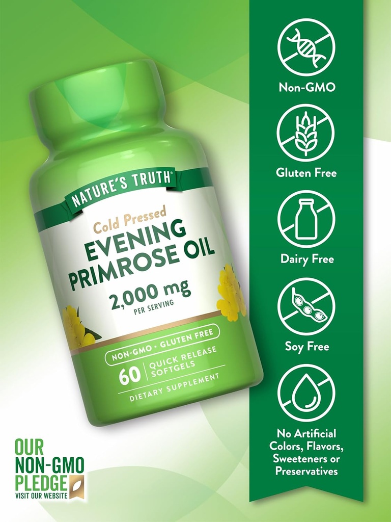 Nature's Truth Evening Primrose Oil Softgels | Cold Pressed | Non-GMO & Gluten Free Supplement 4