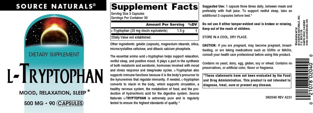 Source Naturals: L-Tryptophan, 500 mg 90 caps 5