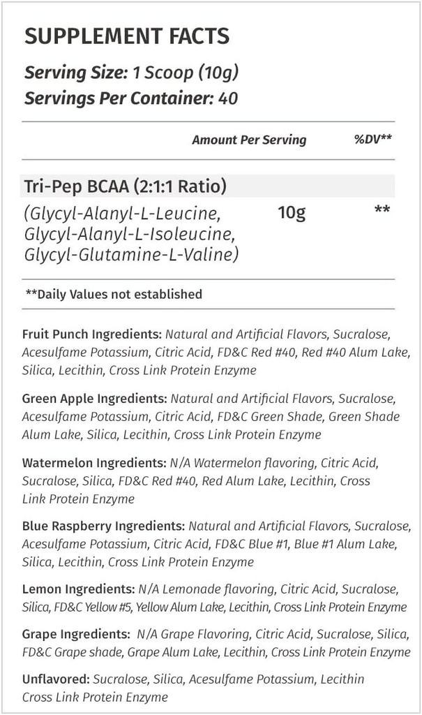 Metabolic Nutrition - TRIPEP - Tri-Peptide Branch Chain Amino Acid, BCAA Powder, Pre Intra Post Workout Supplement, Unflavored, 400 Grams (40 Servings) 3
