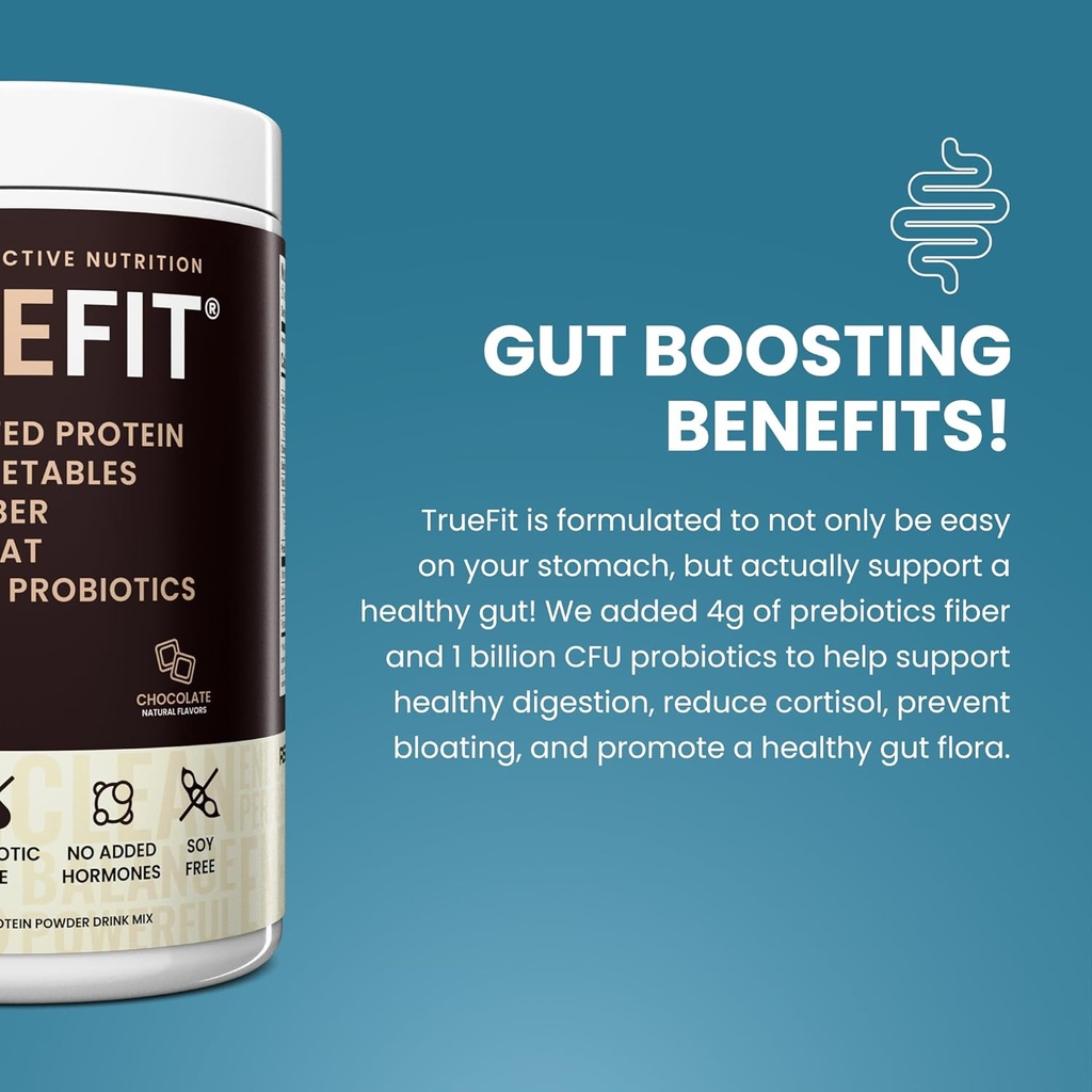 TrueFit Gut Healthy Protein Powder, Grass-Fed Whey Meal Replacement Shake with Prebiotics, Probiotics, & Organic Superfoods, Keto Friendly, Gluten Free (Packaging May Vary) 4