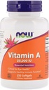 Now Foods Vitamin A, 25000 IU from Fish liver oil, 250 Softgels (Pack of 2) 2
