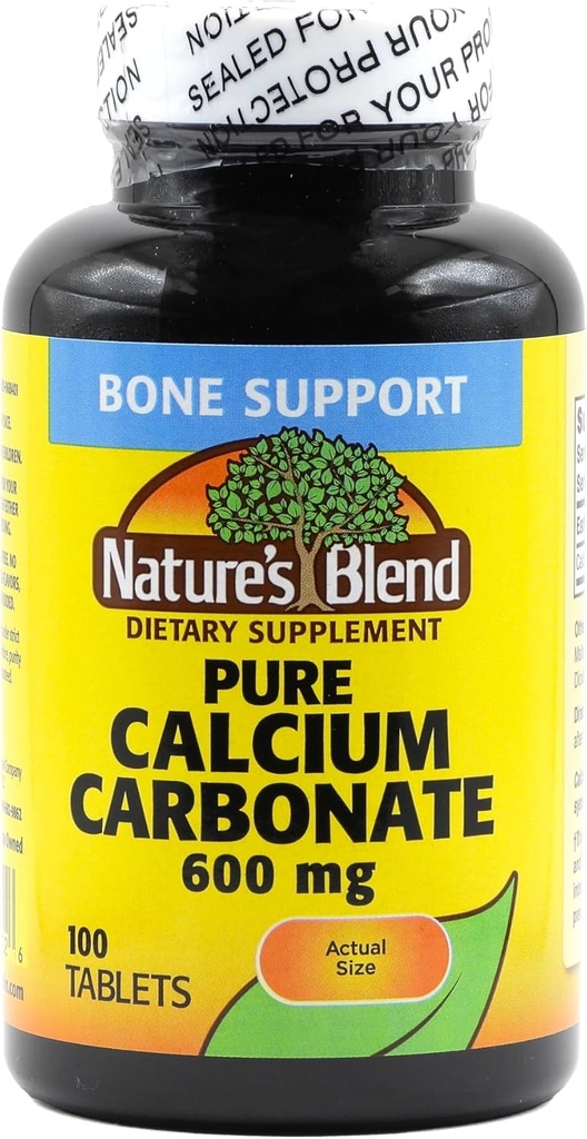 Nature's Blend Pure Calcium Carbonate 600 mg 100 Tabs (1684) 2