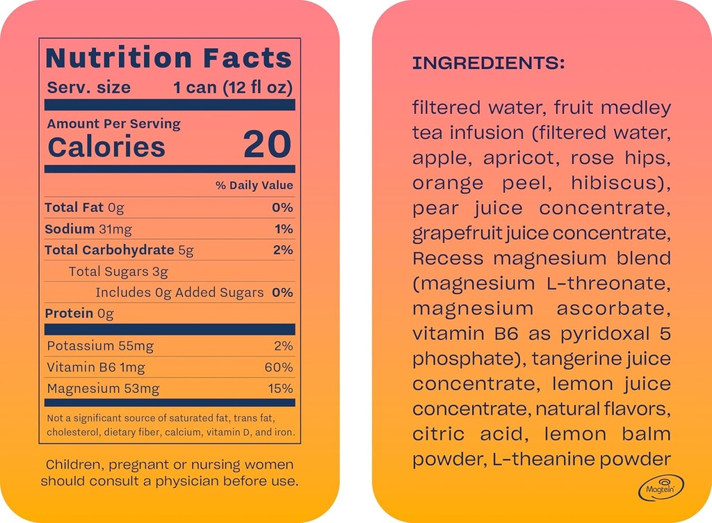 Recess Mood Magnesium & Adaptogen Drink, Relaxation Beverage, 12 ounce (Grapefruit Tangerine, 12 pack) 3