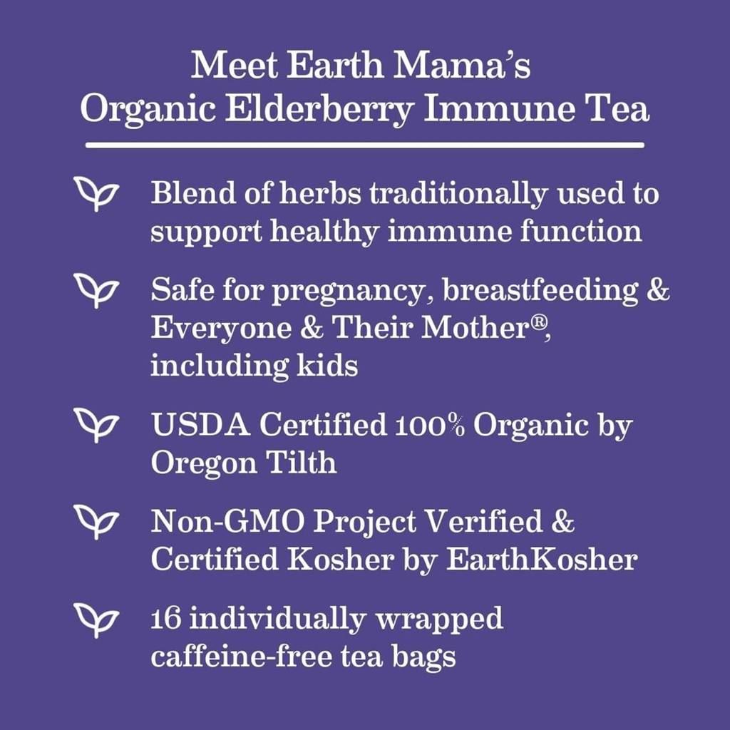 Earth Mama Organic Elderberry Immune Tea + Organic Throat Smoothie™ Tea for Wellness Support | Safe for Breastfeeding, Pregnancy and Kids, 16 Count (Pack of 2) 3