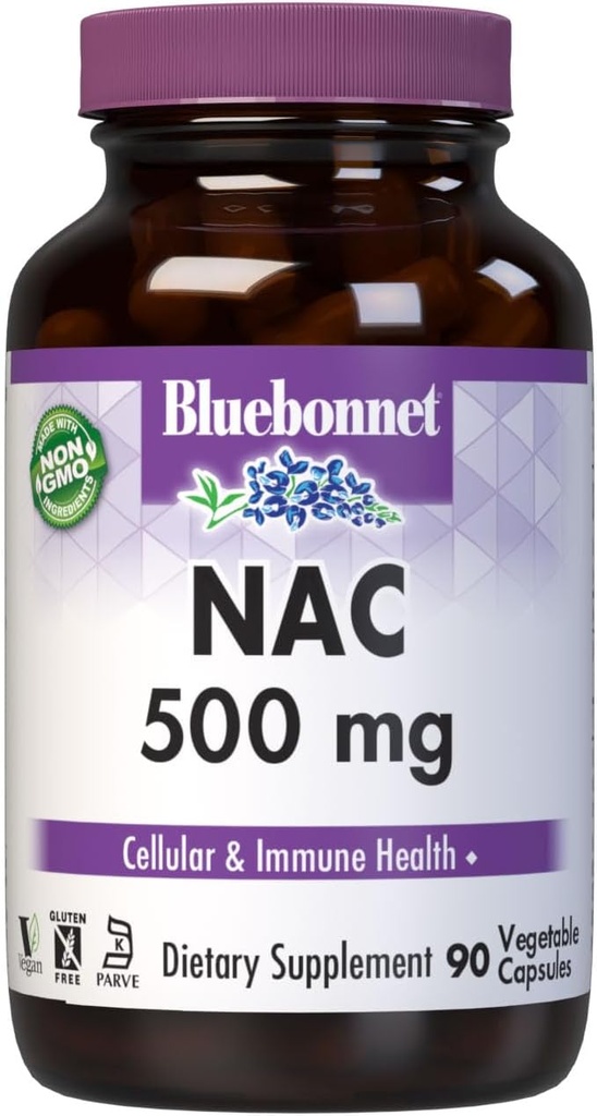 Bluebonnet NAC Supplement N-Acetyl-L-Cysteine 500 mg - Antioxidant Cellular Health & Immune Support - Free-Form Amino Acid for Women & Men - Non-GMO, Kosher, Gluten-Free - 90 Vegetable Capsules 2