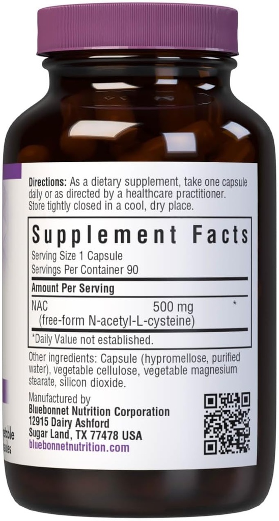Bluebonnet NAC Supplement N-Acetyl-L-Cysteine 500 mg - Antioxidant Cellular Health & Immune Support - Free-Form Amino Acid for Women & Men - Non-GMO, Kosher, Gluten-Free - 90 Vegetable Capsules 3