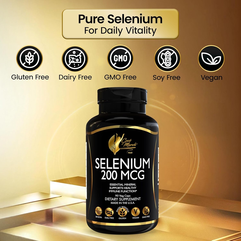 Cocó March N.M.D Selenium - Essential Mineral for Thyroid Health -200 mcg- 3 Month Supply -Gluten Free, Soy Free, Dairy Free, GMO Free, Vegan - 60 Capsules 5