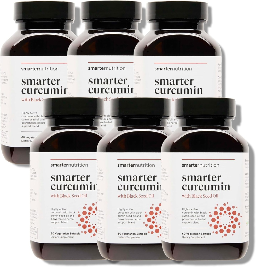 Smarter Nutrition Curcumin Softgels - Vegan High Absorption 400 mg Curcumin Supplement Standardized to 95% Tetrahydrocurcuminoids + Black Seed Oil & Ginger for Joint & Immune Health - 360 Ct 2