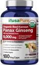 NusaPure Red Korean Panax Ginseng 20:1 Extract, 450 mg Equivalent to 9,000 mg 180 Veggie Caps (USDA Organic, Non-GMO, Vegan, Vegetarian, Bioperine) 2