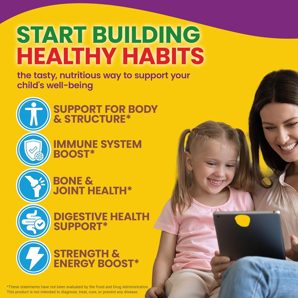 WellnessOne Kids Multivitamin Gummies - Sugar-Free Immune Support Supplement Packed with Vitamin C, B6, B12, Folic Acid & More - Natural Strawberry, Pineapple & Orange Flavors - 60 Gummy Vitamins 4