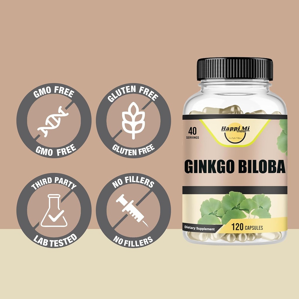 Ginkgo Biloba 1800mg, Ginkgo Biloba Organic, Memory & Brain Function Support, Improves Concentration and Cognitive Support, Clarity, 120 Veggie Caps, Non GMO, 120Caps 6