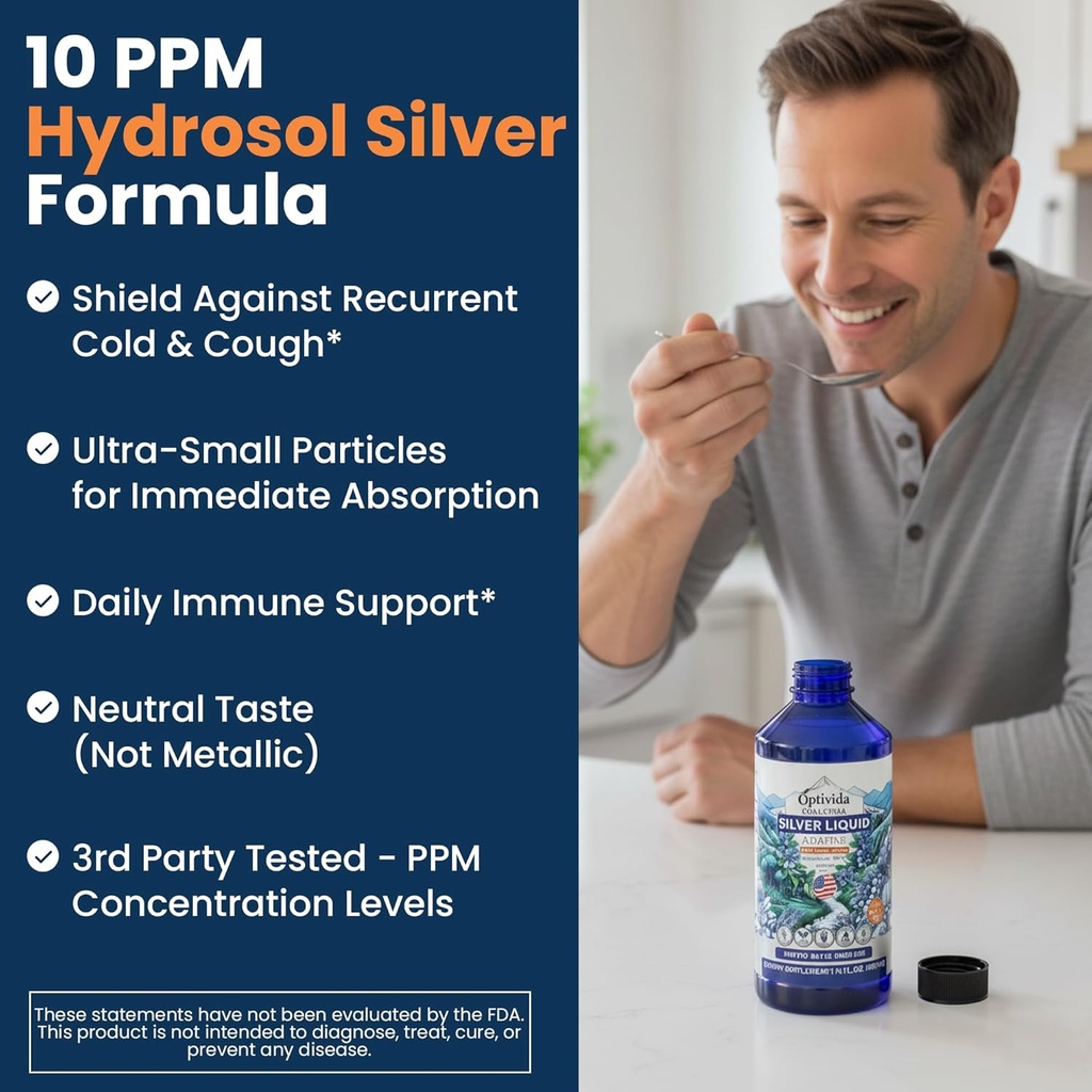 Optivida Health Colloidal Silver Liquid (2 Pack) – Premium Nano Silver Colloidal Supplement for Daily Wellness & Immune Support, Natural Liquid Silver Hydrosol for Adults & Kids, Non-GMO, Gluten-Free 5