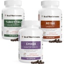 Reishi 415 Longevity Capsules (90ct), Turkey Tail Mushroom Extract Immune Support (90ct), Chaga Extract Mushroom Supplement (120 caps) 2