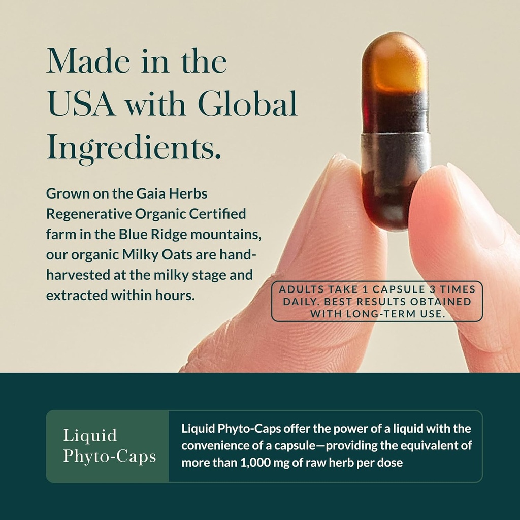 Gaia Herbs Emotional Balance - Stress Support Supplement to Help The Body Cope with Stress - with St. John’s Wort, Passionflower, Vervain, and Oats - 60 Vegan Liquid Phyto-Capsules (20-Day Supply) 5