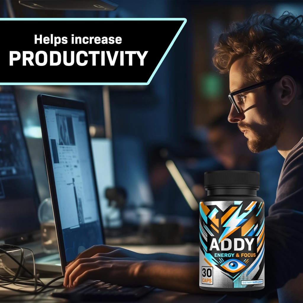 Addy Energy - Focus & Energy Supplement - Brain Booster - Adderall Alternative - Focus, Increase Productivity - Clean Energy - Sharp Focus - 30 Day Supply 6