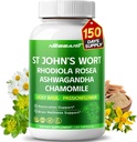ST John's Wort 14-in-1 Natural Blend with Rhodiola Ashwagandha Chamomile Holy Basil L-Theanine Valerian Passionflower - 150 Count - Made & Tested in The USA 2