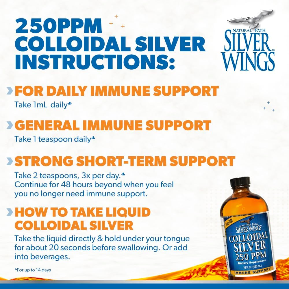 Natural Path Silver Wings Colloidal Silver Liquid - Enhanced Immune Support Supplement - 250ppm (1250mcg) - 2oz Dropper 5