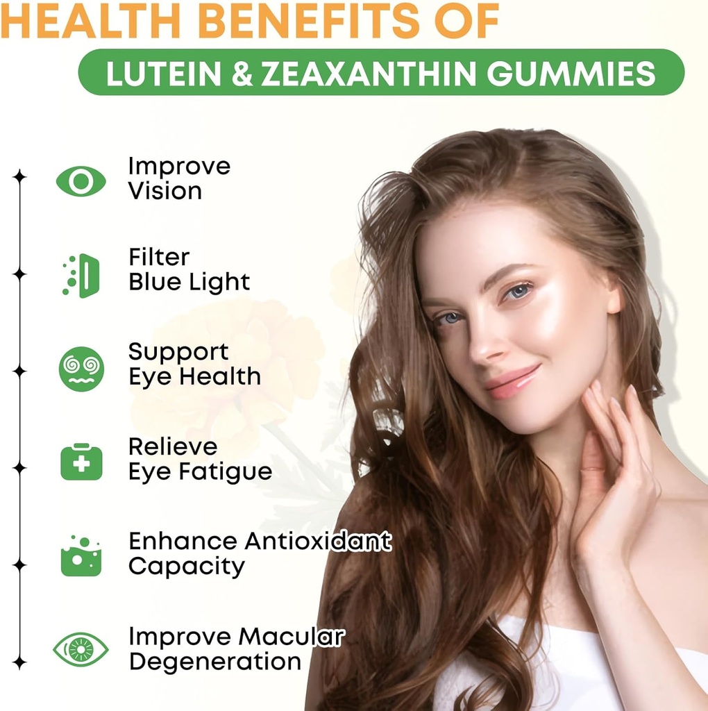 2 Pack Lutein Gummies 25mg, Sugar Free Lutein Zeaxanthin Supplements Gummies, Eye Health Supplement for Adults, Eye Vitamins Lutein for Vision and Blue Light Protection, Mango Flavor, 120 Count 3