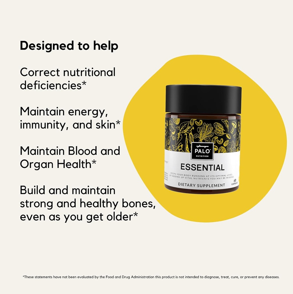 PALO Essential+ Adult One Daily Ritual Multivitamin with Vitamins D3, K2 (as MK7), B12, E, Folate, Minerals Boron and Magnesium and More (60 Capsules, 2 Month Supply) 3