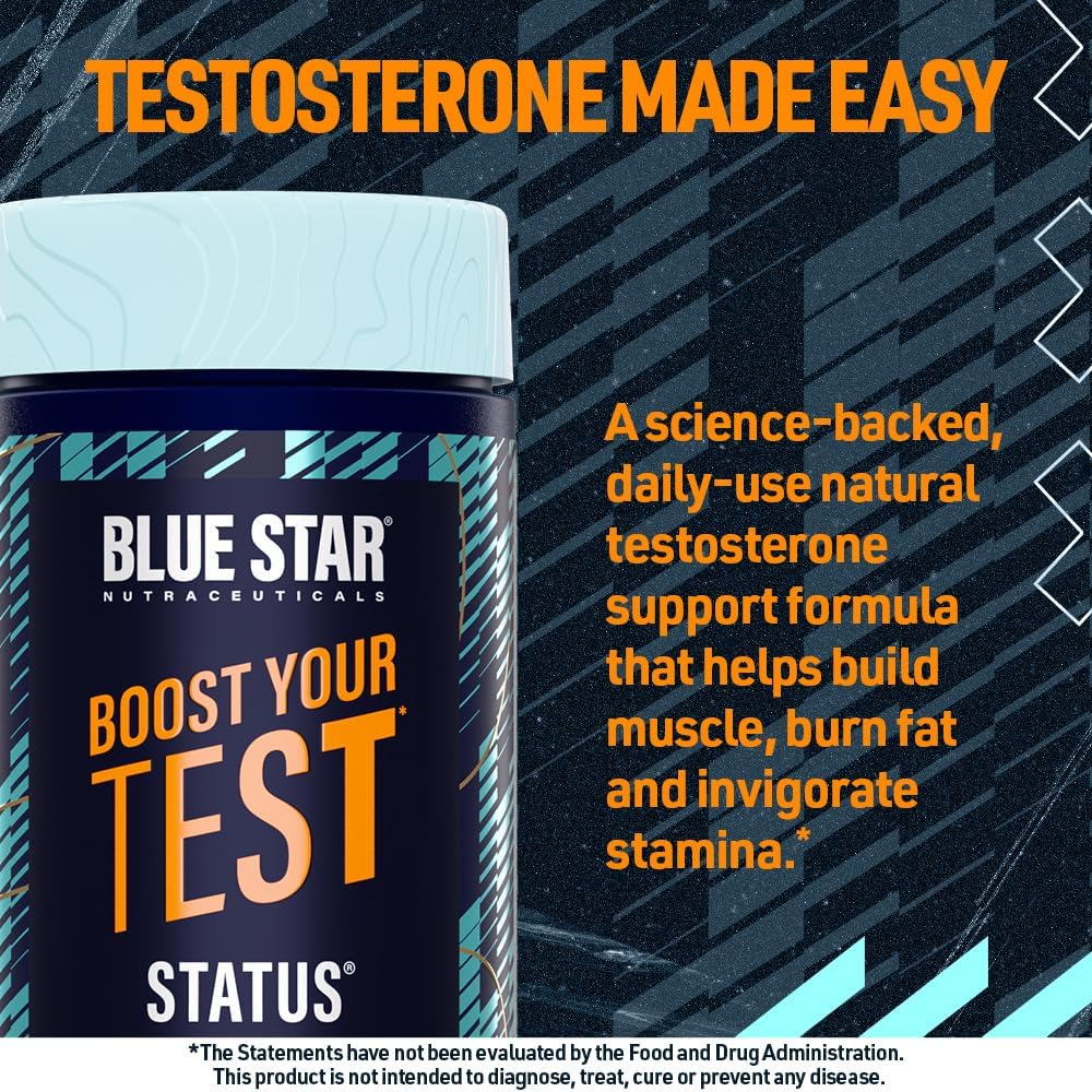 Blue Star Nutraceuticals Status - Testosterone Booster for Men - w/KSM 66 Ashwagandha - Invigorate Stamina, Muscle Growth & Energy | Natural Test Booster Support - 90 Veggie Capsules 4