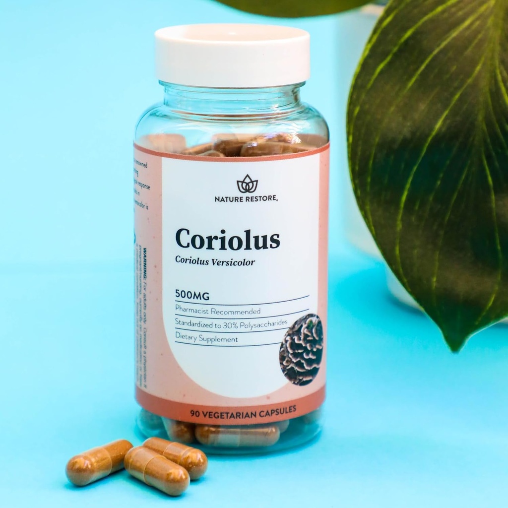 Nature Restore Coriolus Versicolor Mushroom Extract Supplement, 30 Percent Polysaccharides, Non GMO, Gluten Free, 90 Capsules, Original Turkey Tail Mushroom Supplement 5