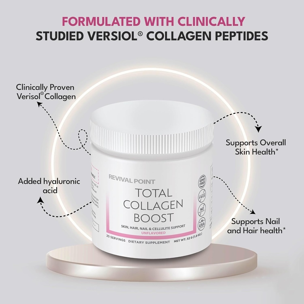 Total Collagen Boost with Verisol® Bioactive Collagen peptides Peptides Powder, Hyaluronic Acid & Marine Collagen 4