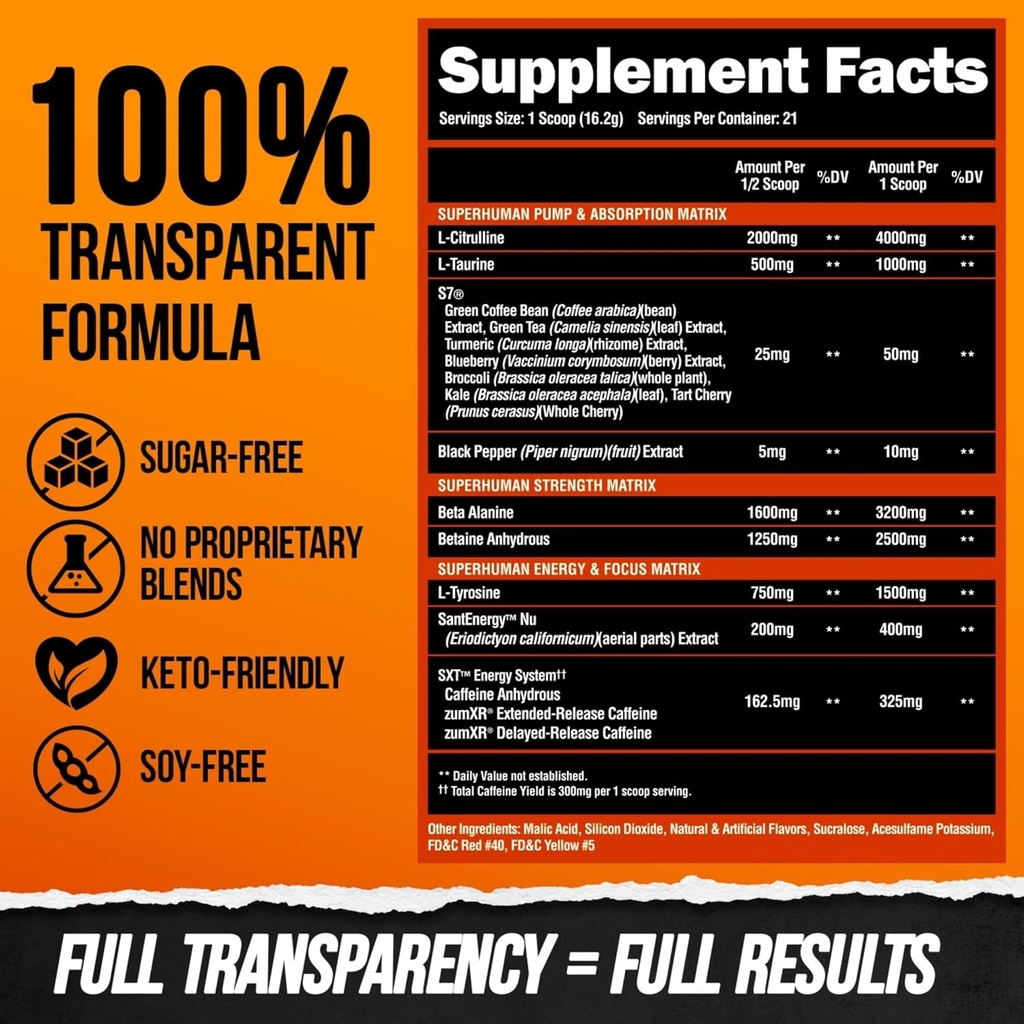ALPHA LION Superhuman Pre Workout Powder, Beta Alanine, L-Taurine & Tri-Source Caffeine for Sustained Energy & Focus, Nitric Oxide & Citrulline for Pump (21 Servings, Orange Gainsicle) 6