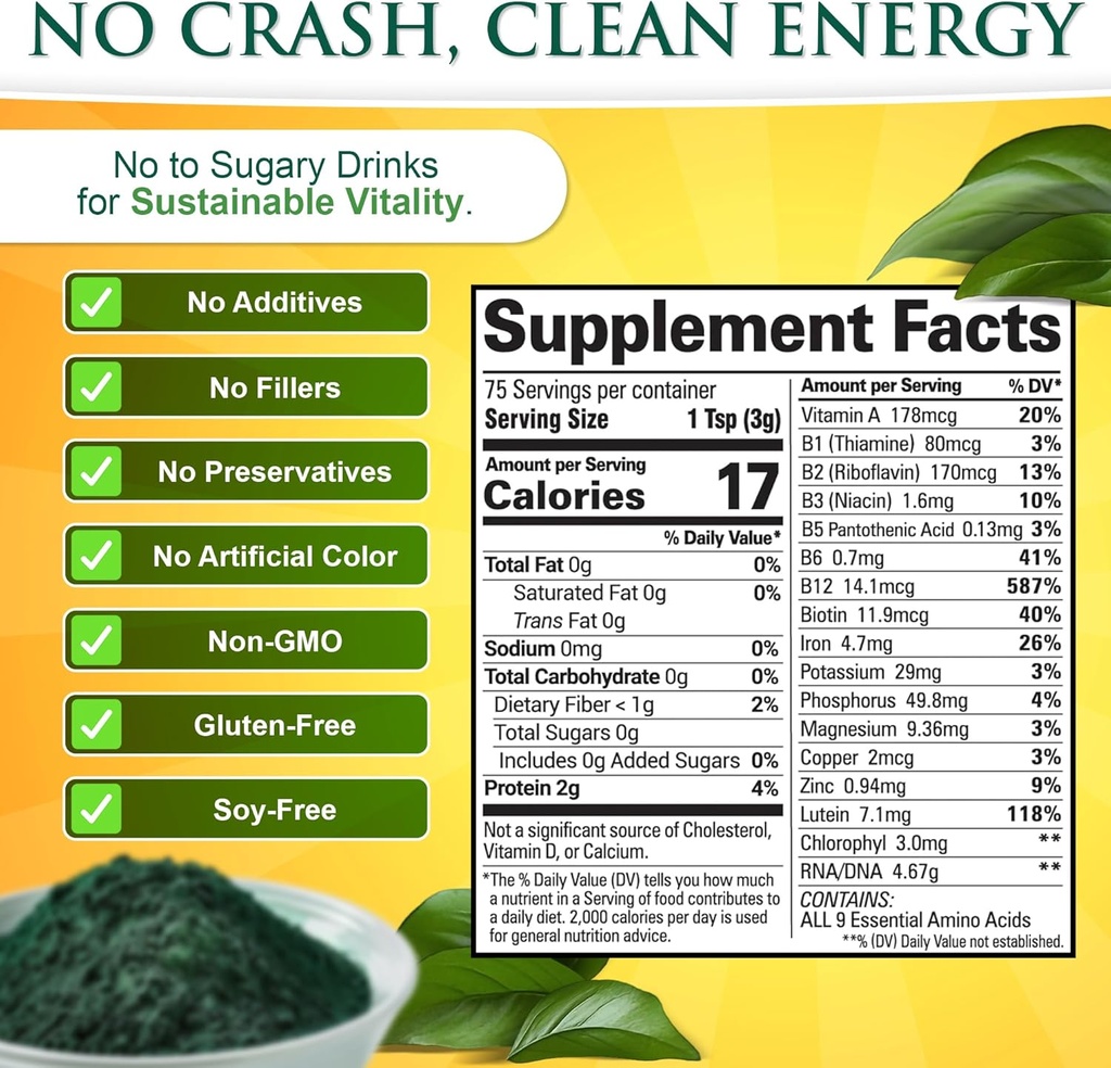 Sunlit Best USDA Organic Premium Chlorella Tablets 500 Tabs | 100% Pure Chlorella Superfood Supplement High in Protein, Chlorophyll, Vitamins, & Minerals | Supports Good Health, Wellbeing & Recovery 4