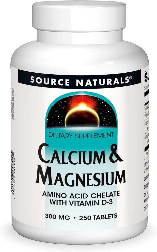 Source Naturals Calcium & Magnesium, Amino Acid Complex with Vitamin D-3, 300 MG - 250 Tablets 2
