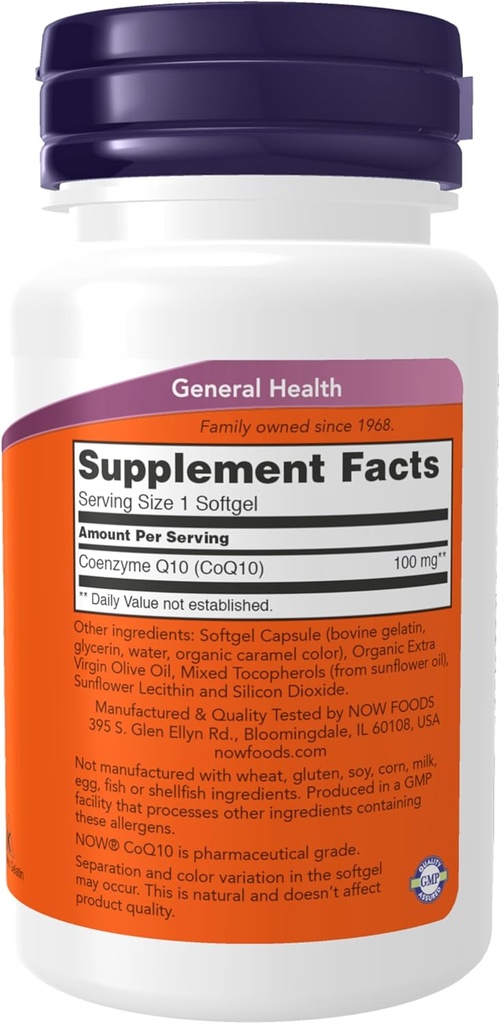 NOW Supplements, CoQ10 (Coenzyme Q10) 100 mg, Pharmaceutical Grade, Cardiovascular Health*, 50 Softgels 3