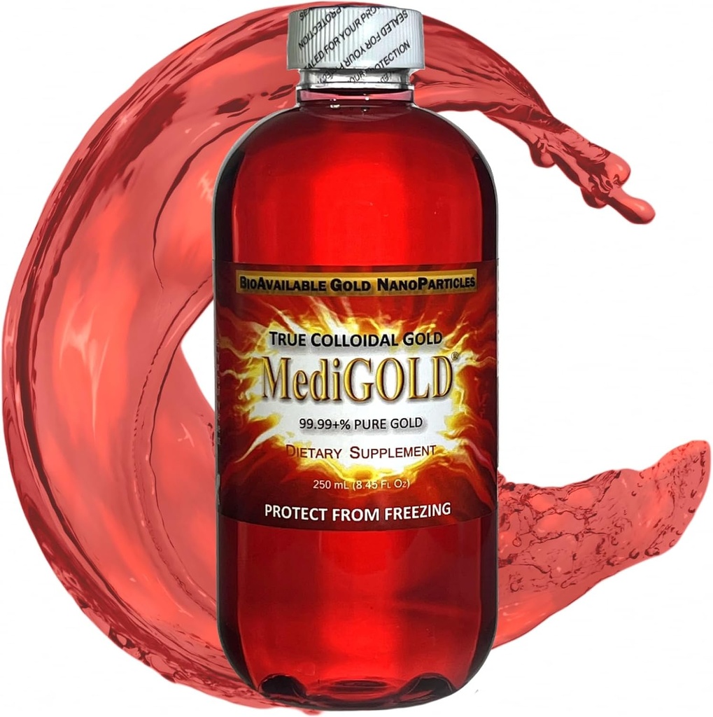 MediGOLD® True Colloidal Gold AuNP Nutritional Supplement - 250 mL in Clear Plastic Bottle 2