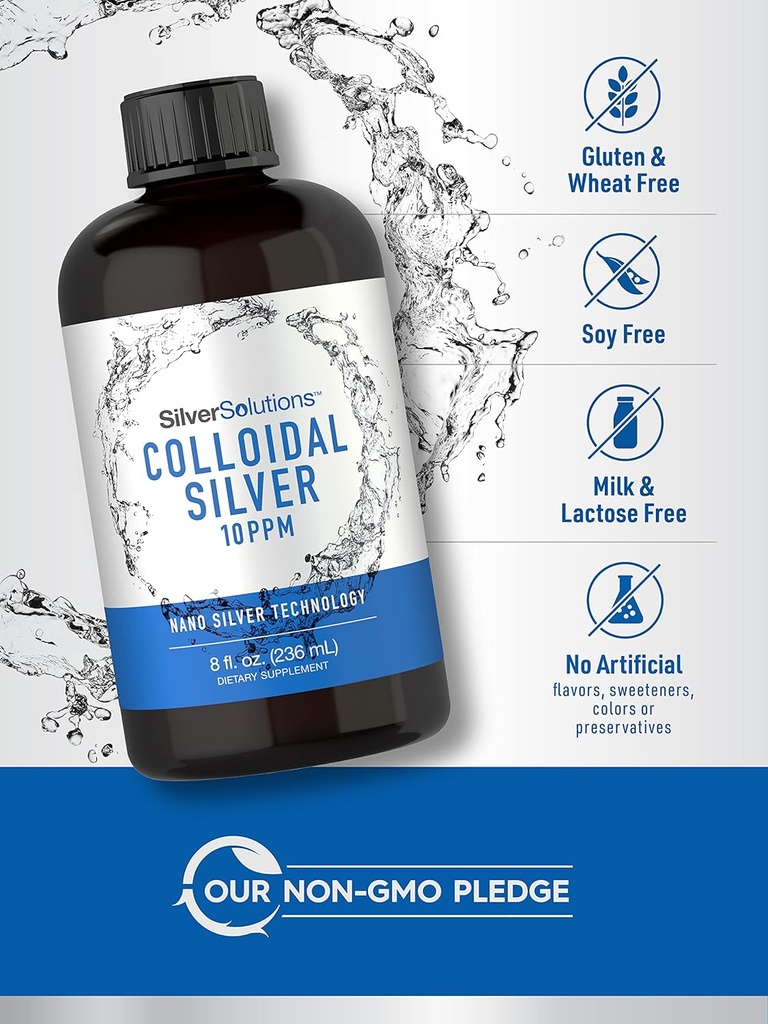 Carlyle Colloidal Silver | 10 PPM | 8 oz (236 mL) | Nano Silver Technology Solutions | Vegetarian, Non-GMO, & Gluten Free Supplement 5