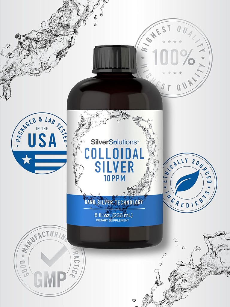 Carlyle Colloidal Silver | 10 PPM | 8 oz (236 mL) | Nano Silver Technology Solutions | Vegetarian, Non-GMO, & Gluten Free Supplement 6
