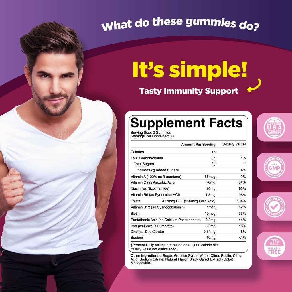 Natural Multivitamin Iron Gummies for Adults - Adult Gummy Vitamins with Iron and Energy Boost B Complex Vitamins - Gummy Supplement and Mental Clarity Focus Multivitamin 4