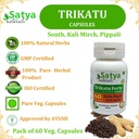 Trikatu Forte Capsules 500 mg. 60 Veg. Capsule | Trikatu (Pippali, Kali Mirch, Sonth) Extract Capsules for Men and Women | Ayurvedic Herbal Supplement/Remedies | 10:1 Forte (1 Bottle of 60 Capsules) 6